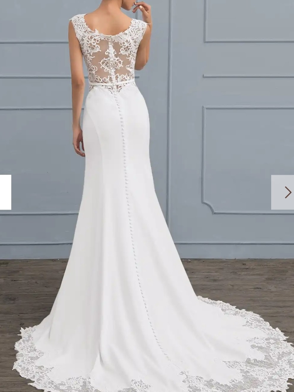 Elegant White Lace-Back Wedding Dress